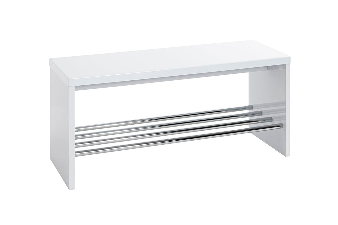 HAKU Möbel 95330 Bank 81 x 30 x 40 cm, weiss / chrom B 81 x T 30 x H 40 cm Weiss-chrom, B 81 x T 30