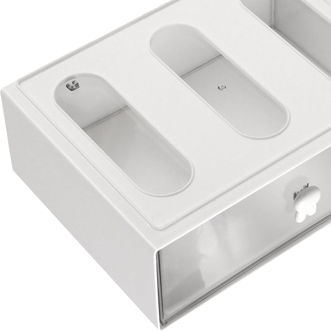 3 Stück Tee Aufbewahrung, 23x17x8cm stapelbar weiss Kunststoff Teebox Schreibtisch Organizer, Büro O