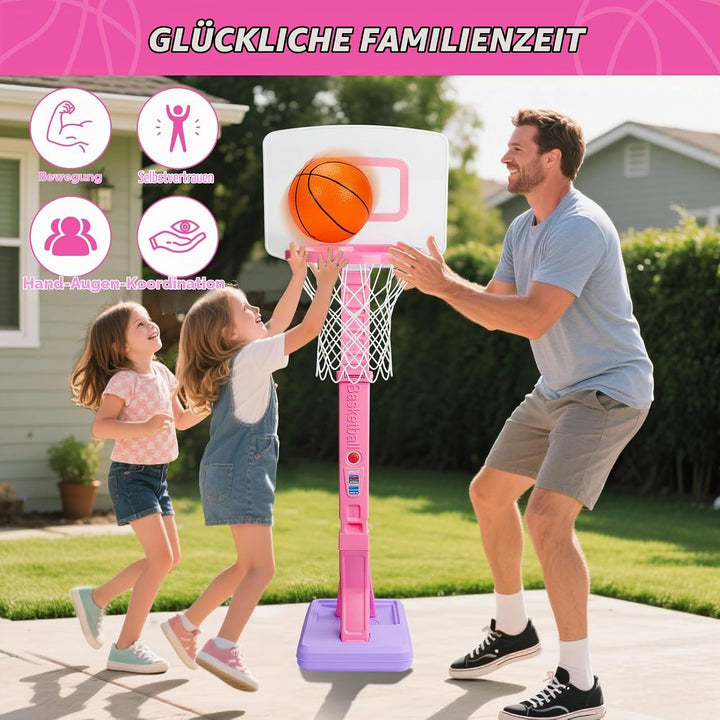 Basketballkorb Kinder Indoor Outdoor Spielzeug ab 2 3 4 Jahre, Höhenverstellbarer Basketballkorb 70-