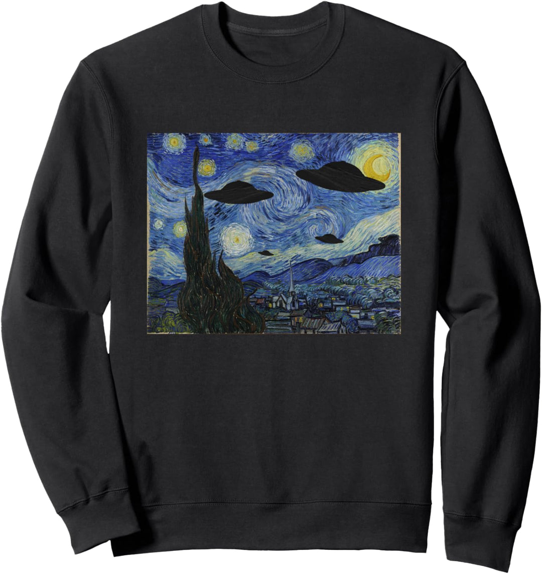 UFO Alien Abduktion Sternennacht Van Gogh Gemälde Sweatshirt