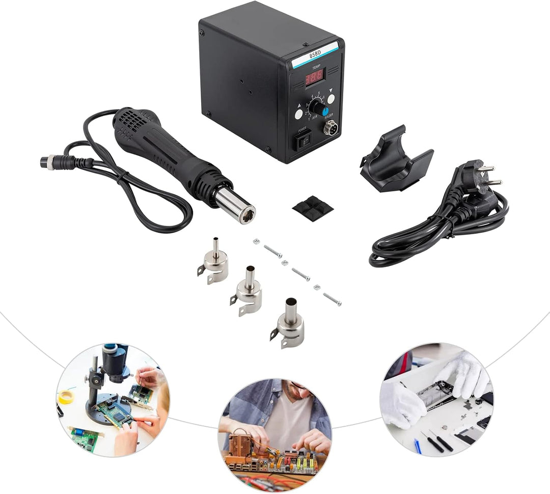 SMD Hot Air Rework Station 700W Heissluft Lötstation | Solder Soldering Löten 858D Temperaturbereich