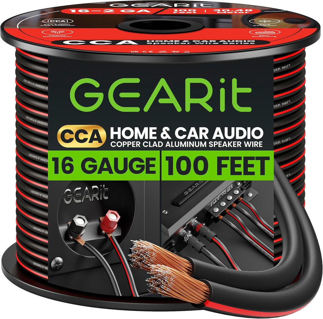 GearIT mit 1,2 Lautsprecher Draht (100 Fuss/30,48 Meter) schwarz 100' schwarz, 100&apos; schwarz