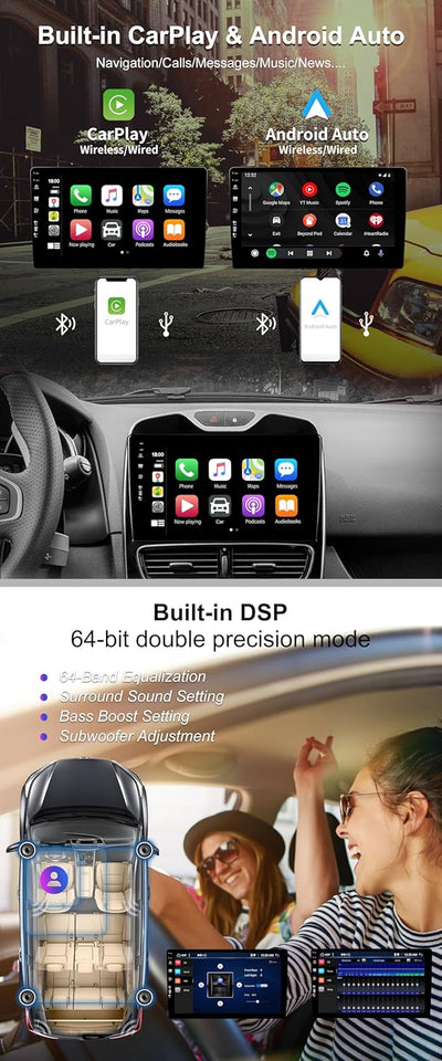 SXAUTO Android 12 IPS Autoradio Passt für Renault CLIO (2013-2019) - Eingebaut Wireless Carplay/Andr