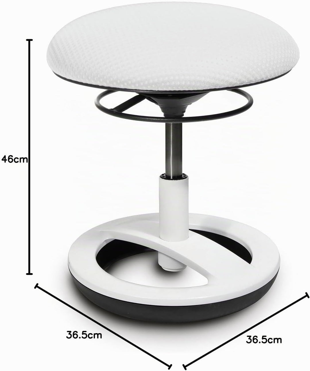 Topstar SU83BR3 Sitzhocker Sitness Bobby für Kinder, Standfussring Alu weiss lackiert, Stoff, weiss,