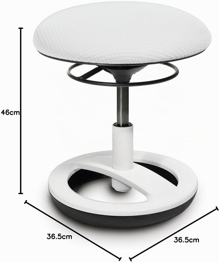 Topstar SU83BR3 Sitzhocker Sitness Bobby für Kinder, Standfussring Alu weiss lackiert, Stoff, weiss,