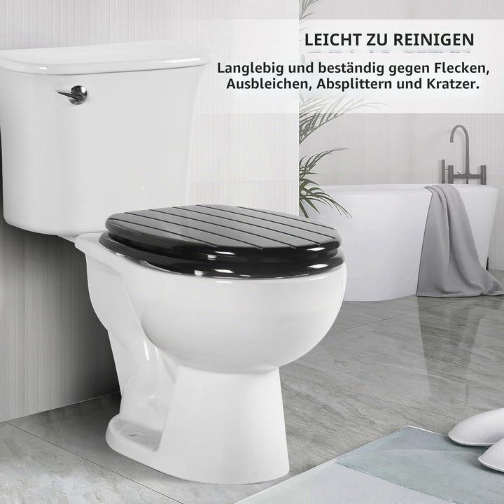 Angel Shield Weisser WC-Sitz aus Holz, antibakteriell, WC-Sitz passt nie verrutscht für Badezimmer m
