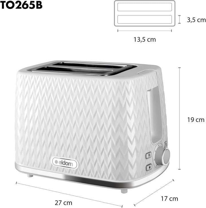 eldom TO265 Nele Toaster | 7 Röststufen | Defrost-Funktion | mit integrierten Brötchenaufsatz | Krüm