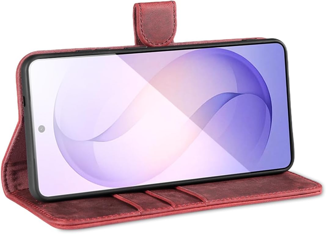 LENSUN Echtleder Handyhülle für Samsung Galaxy S26 Ultra, Hülle [Brieftasche][RFID Schutzhülle][Stan
