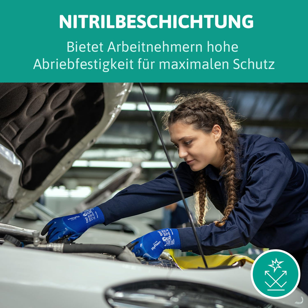 Ansell HyFlex 11-925 Ölabweisenden Arbeitshandschuhe, Rutschfeste Nitril-Beschichtung, Wasserdichte