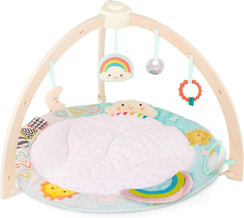 B. baby – Spielbogen Baby aus Holz – Weiche Krabbeldecke – mit Sensorik Spielzeug zum Aufhängen – Sp