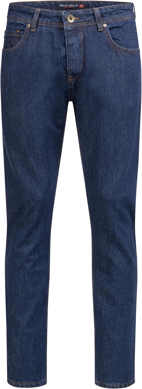 Rock Creek Herren Jeans Hose Denim Blau Straight-Cut Gerades Bein RC-2091 29W / 30L Dunkelblau - Rc-