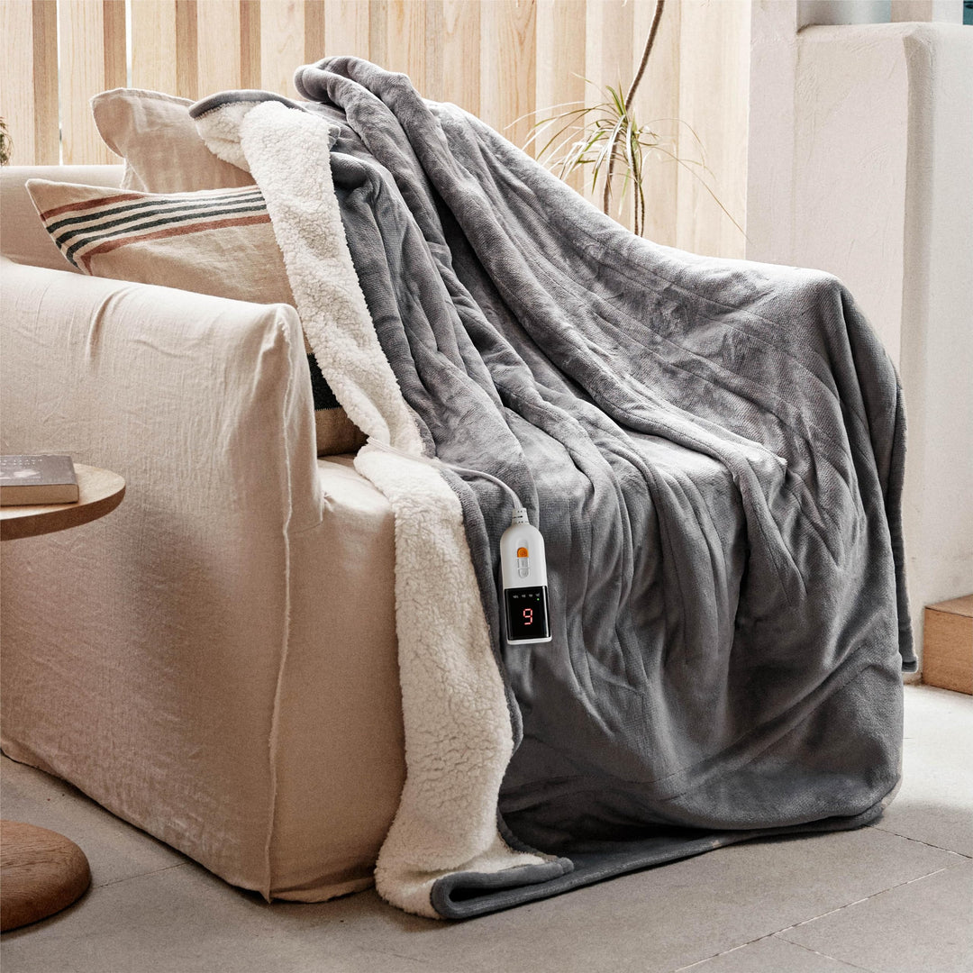GOTCOZY Heizdecke 130x180 cm - Weicher seidiger Plüsch Wärmedecke Heizdecke 6 Heizstufen und 10 Stun