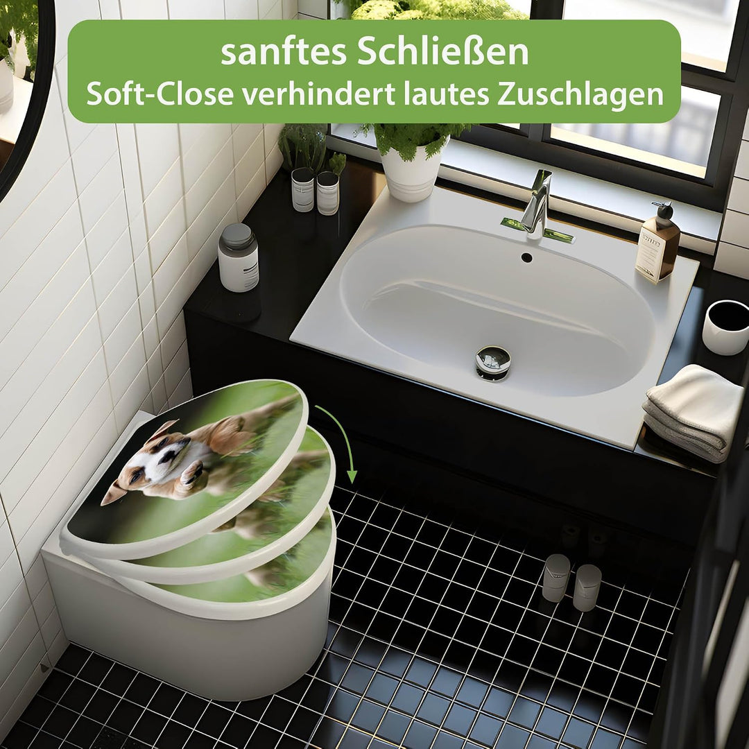 banjado Toilettendeckel mit Absenkautomatik 44,5x37cm - Soft Close Toilettensitz - WC Sitz mit Absen