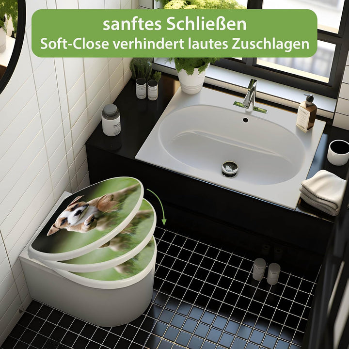 banjado Toilettendeckel mit Absenkautomatik 44,5x37cm - Soft Close Toilettensitz - WC Sitz mit Absen