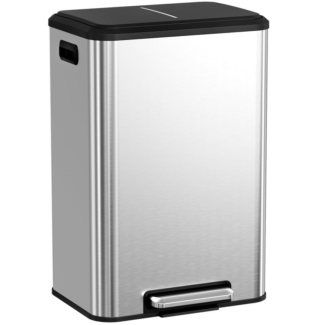 LIFERUN Mülleimer 40l, Abfalleimer Küche mit Inneneimer,mit Deckel Softclose, Tretmülleimer aus Stah