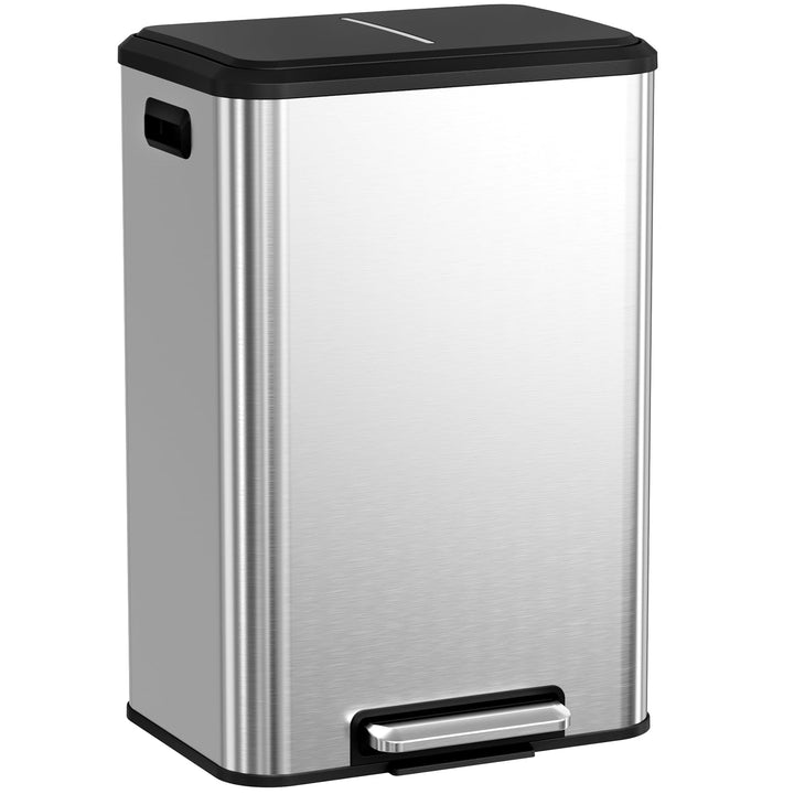 LIFERUN Mülleimer 40l, Abfalleimer Küche mit Inneneimer,mit Deckel Softclose, Tretmülleimer aus Stah