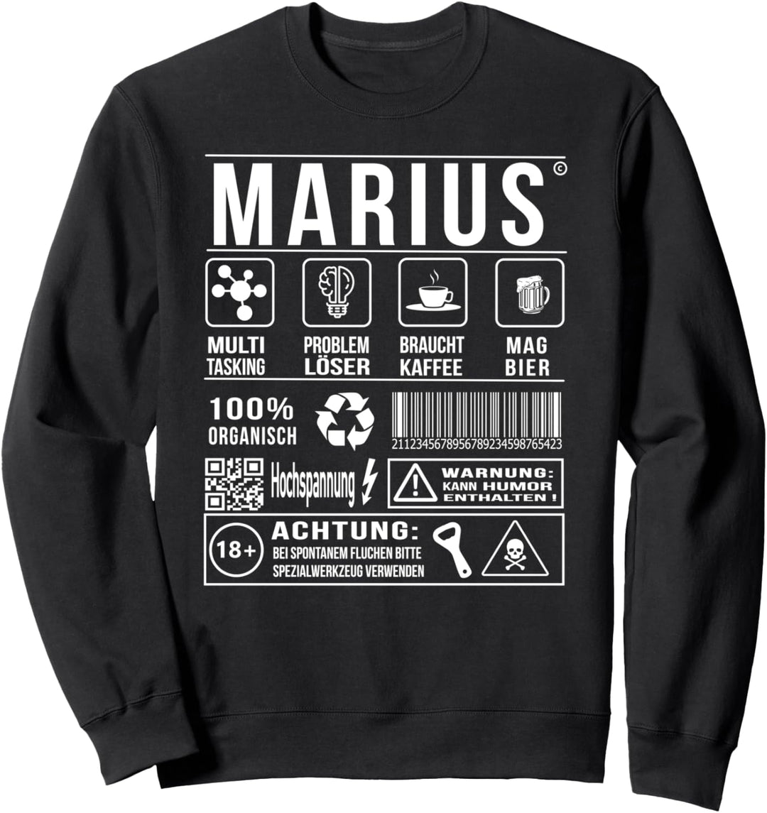 Vorname Marius Lustiger Spruch Humor Sweatshirt