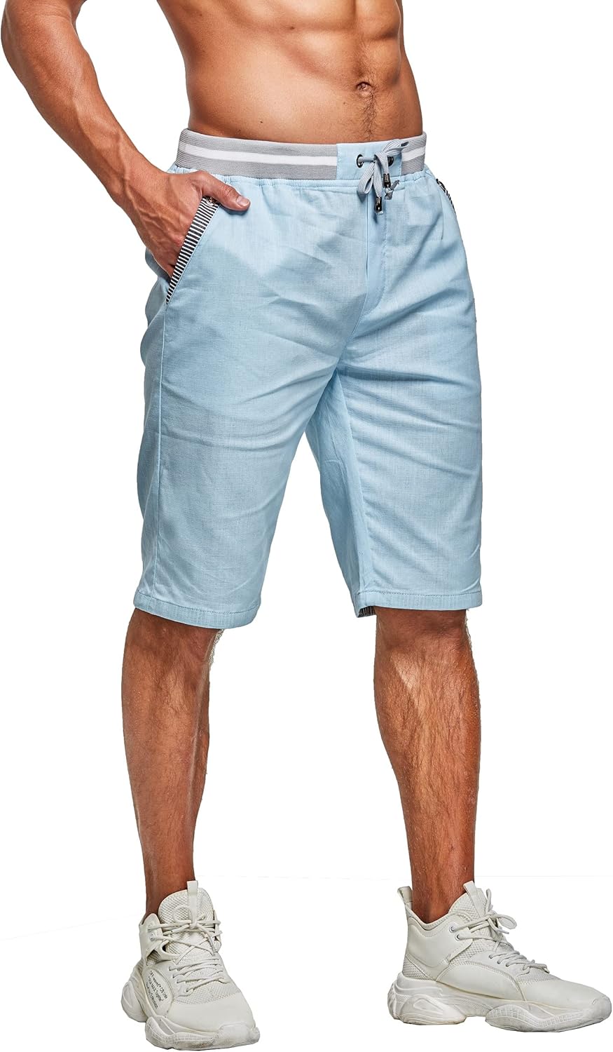 Tansozer Herrenshorts Herren Shorts Baumwolle Sommer Shorts mit Taschen Herren S Himmelblau, S Himme