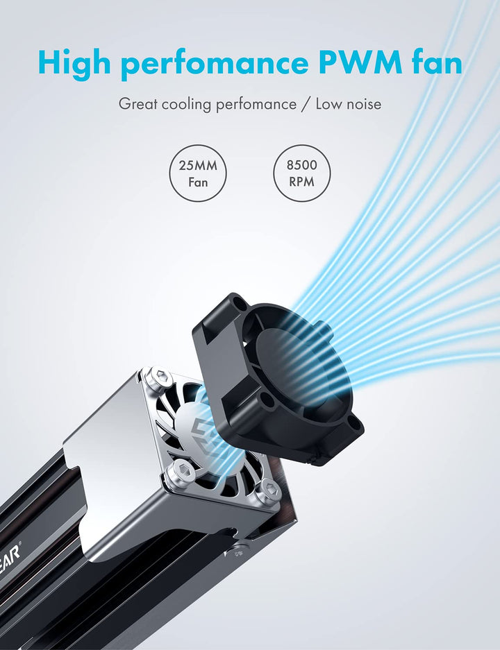 GRAUGEAR | Heatpipe Kühler mit Lüfter | Kühlköper für M.2 NVMe (2280) | aktive | 25mm PWM-Lüfter | g