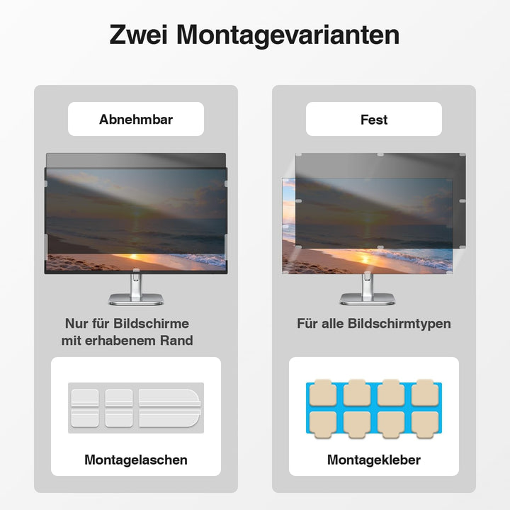 2er-Pack 21.5 Zoll Monitor Blickschutzfolie 16:9 Seitenverhältnis, Anti Blaulichtfilter, Anti Glare,