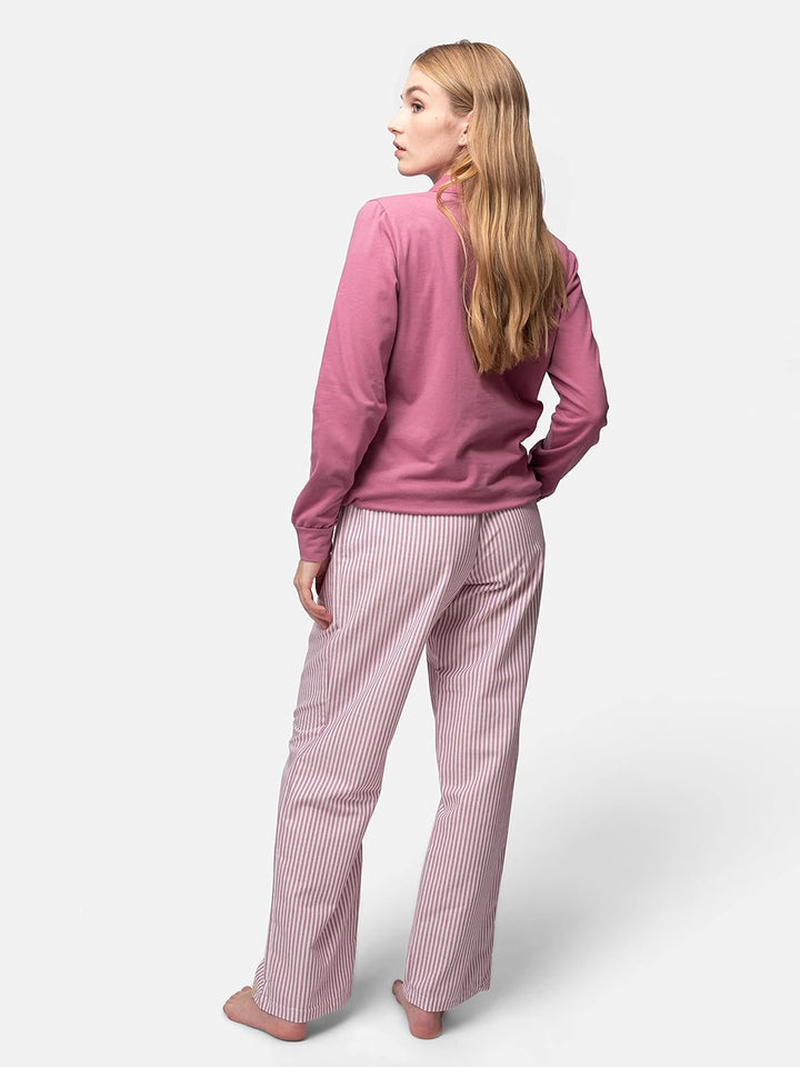 Damen Langarm-Shirt mit Polo-Kragen, GOTS-Zertifiziert Pyjamaoberteil 36 Grape, 36 Grape