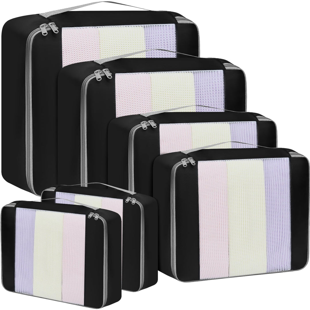 BAGAIL 6er-Set Packwürfel in verschiedenen Grössen Packorganizer für Reisezubehör Gepäck Handgepäck