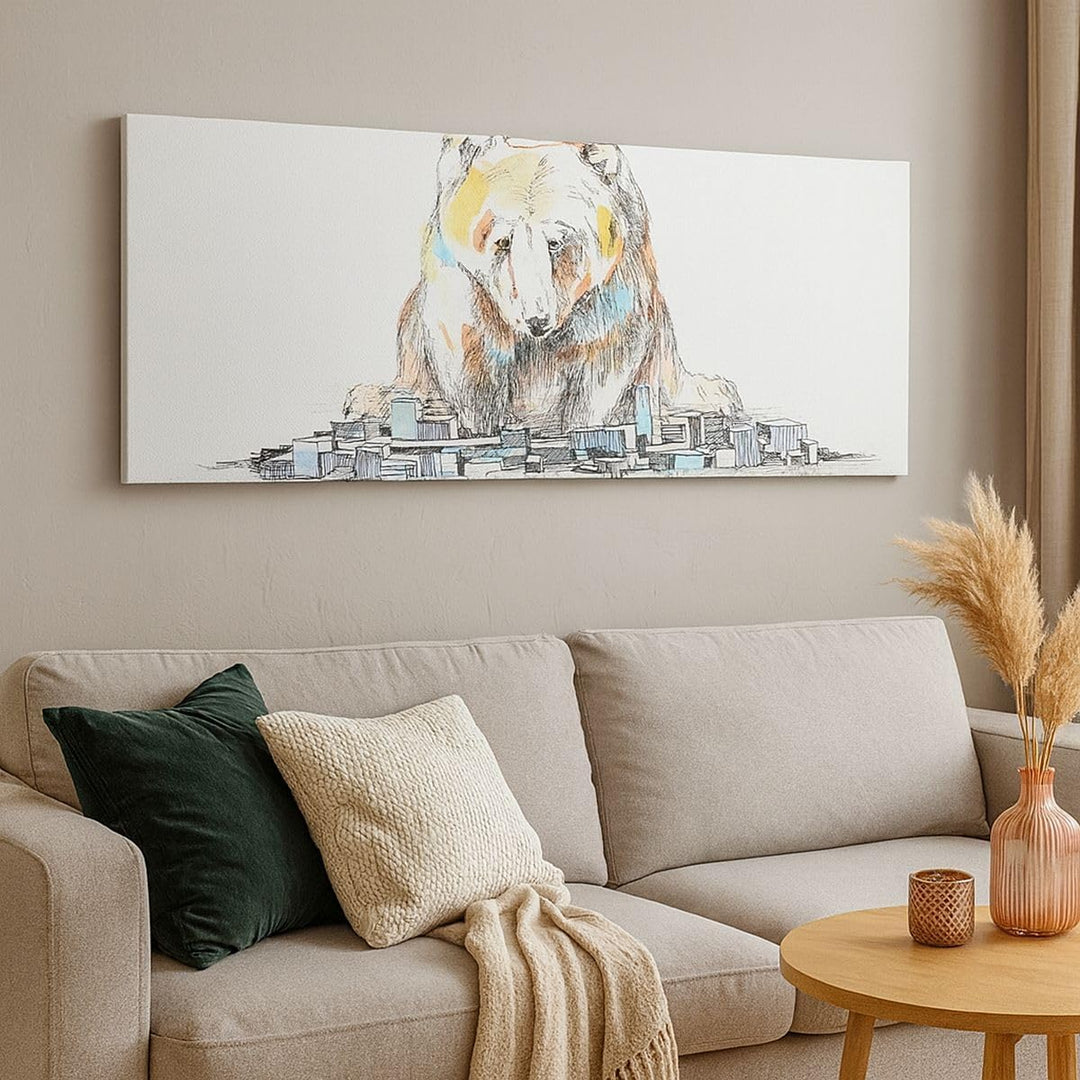 Wandbilder Dekoration Wohnzimmer Bär Spielzeug Spiel Illustration Panorama Bilder auf Leinwand 120x5