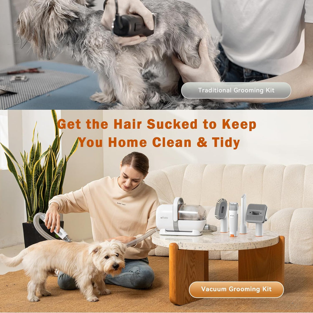 Afloia Hundeschermaschine mit Staubsauger, Profi Haustierpflegeset, leise Schermaschine Hund Katze T
