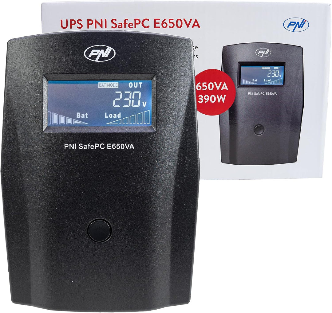 USV Stromversorgung PNI SafePC E650VA Unterbrechungsfreie Stromversorgung - 2 Schuko-Ausgänge - Leis