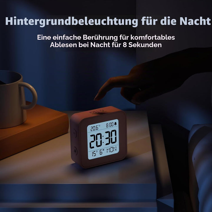 LATEC Wecker Digital, Digitaler Wecker Batterie Alarm Clock, Klein Reisewecker Digital Uhr mit Tempe
