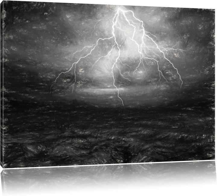 Pixxprint gewaltiges Gewitter als Leinwandbild/Grösse: 100x70 / Wandbild/Kunstdruck/fertig bespannt,