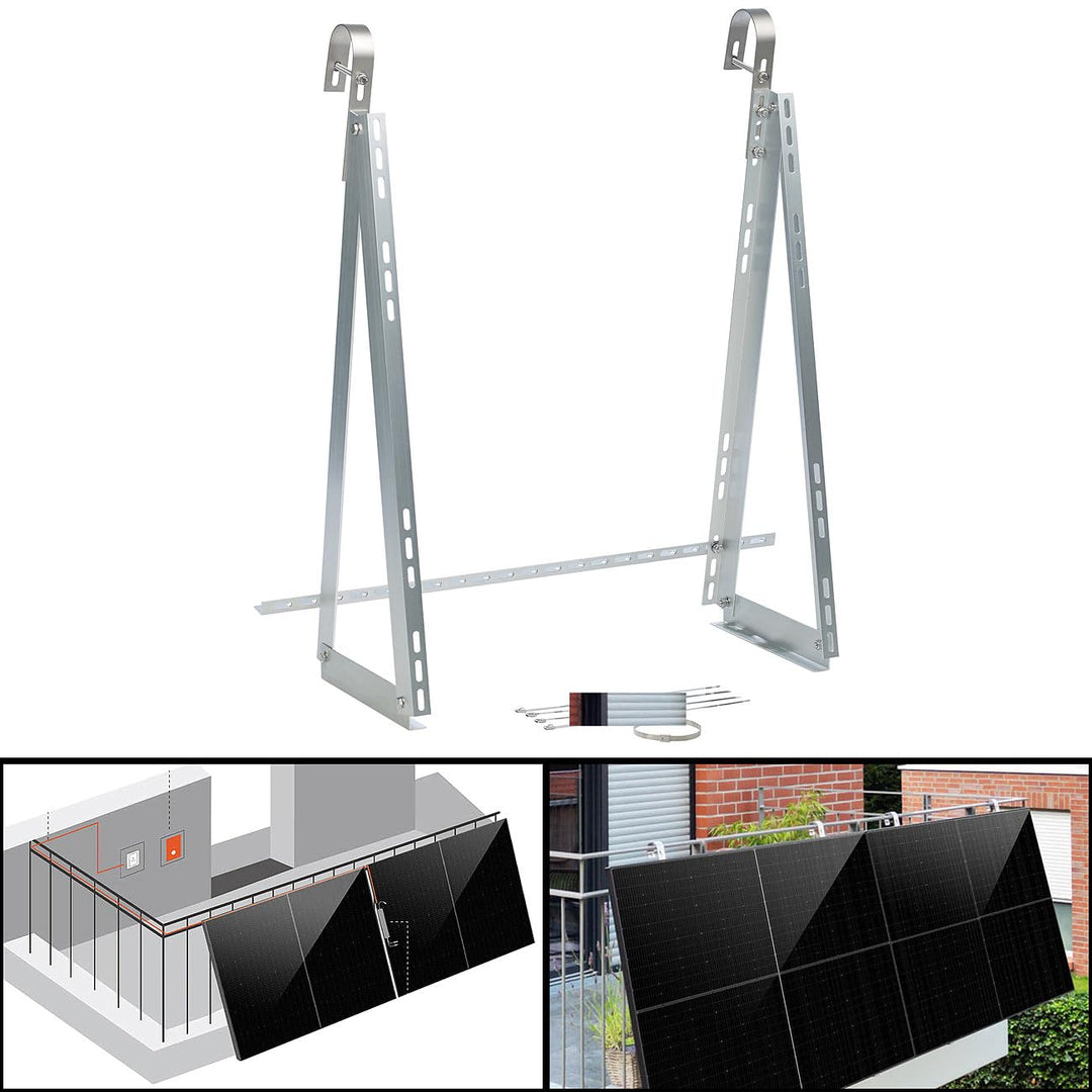 revolt Halterung Photovoltaik: Balkongeländer-Halterungen für Solarmodule bis 77cm, 20° - 60° Neigun