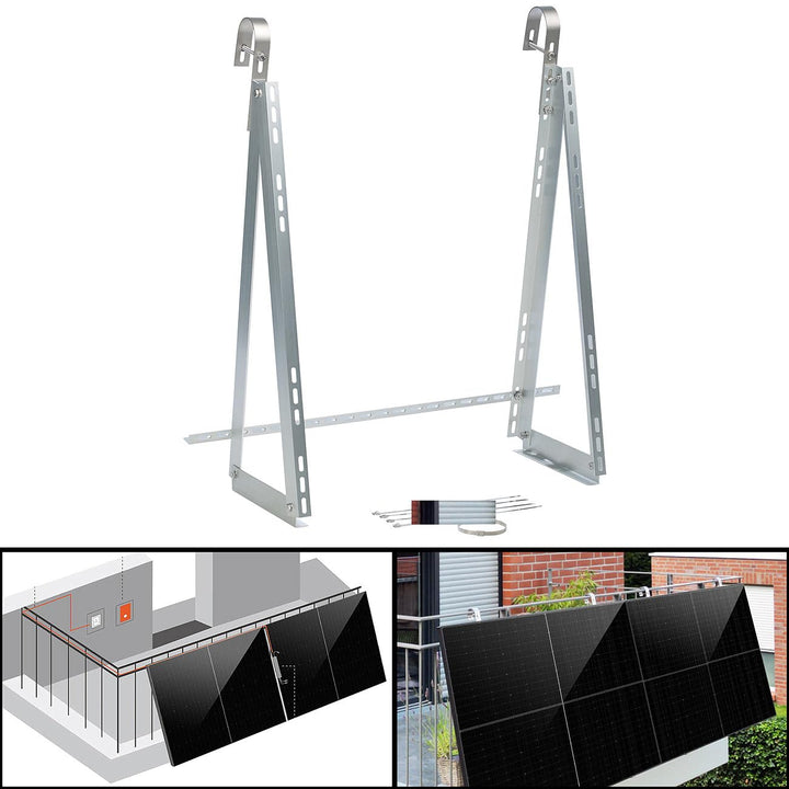 revolt Halterung Photovoltaik: Balkongeländer-Halterungen für Solarmodule bis 77cm, 20° - 60° Neigun