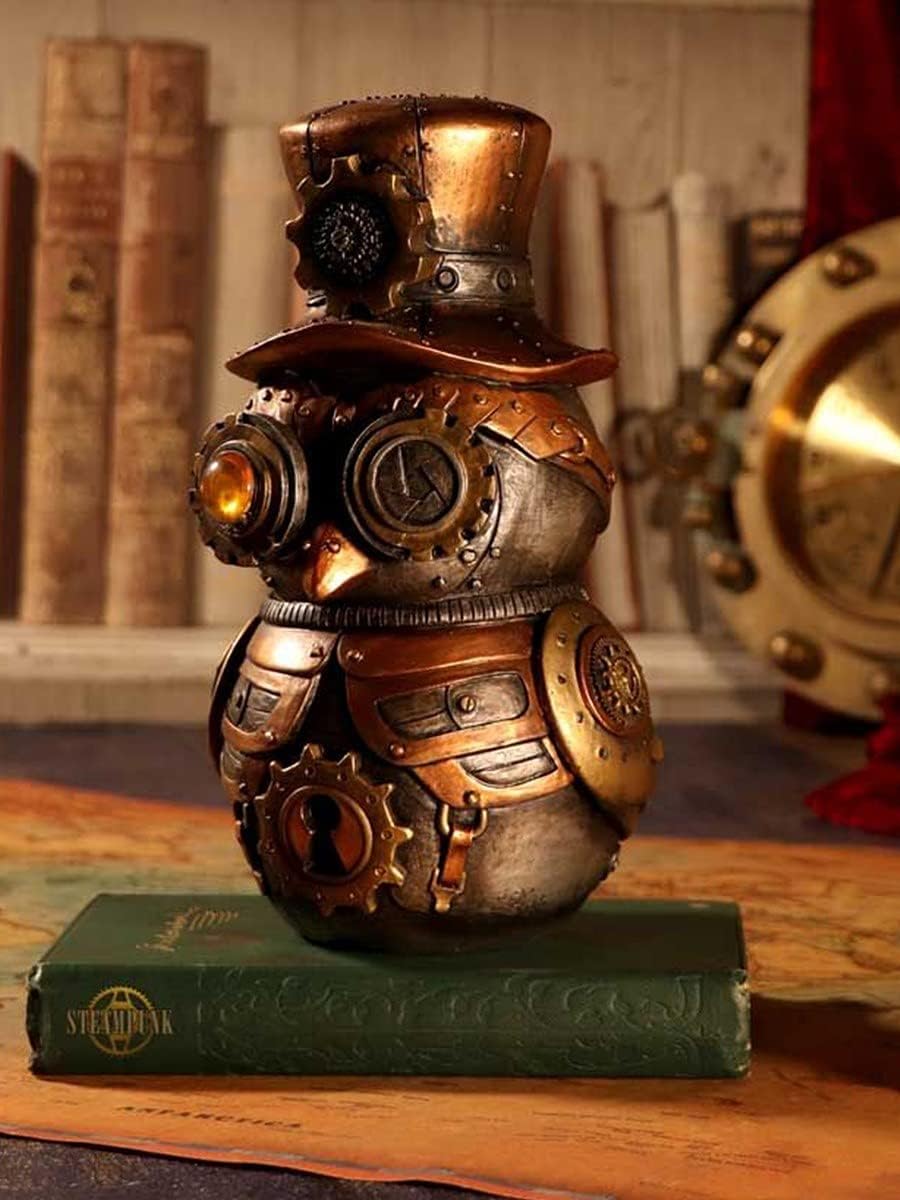 Nemesis Now Hootle Steampunk-Figur Eule mit Zylinder, 22,7 cm, Bronze, 22.7cm