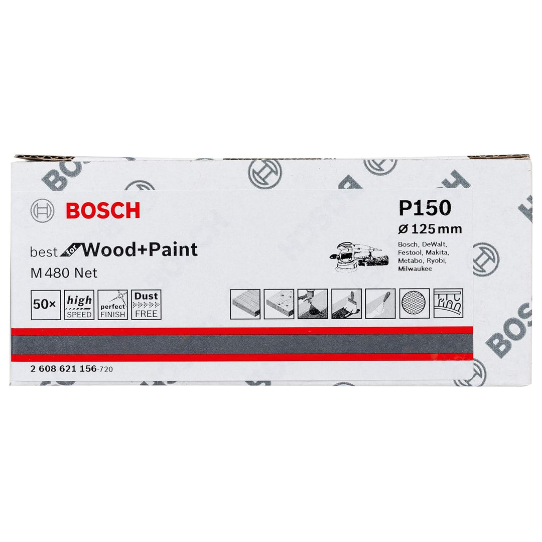 Bosch Professional 50 Stück Schleifblatt M480 Best for Wood and Paint (Holz und Farbe, Ø 125 mm, Kör