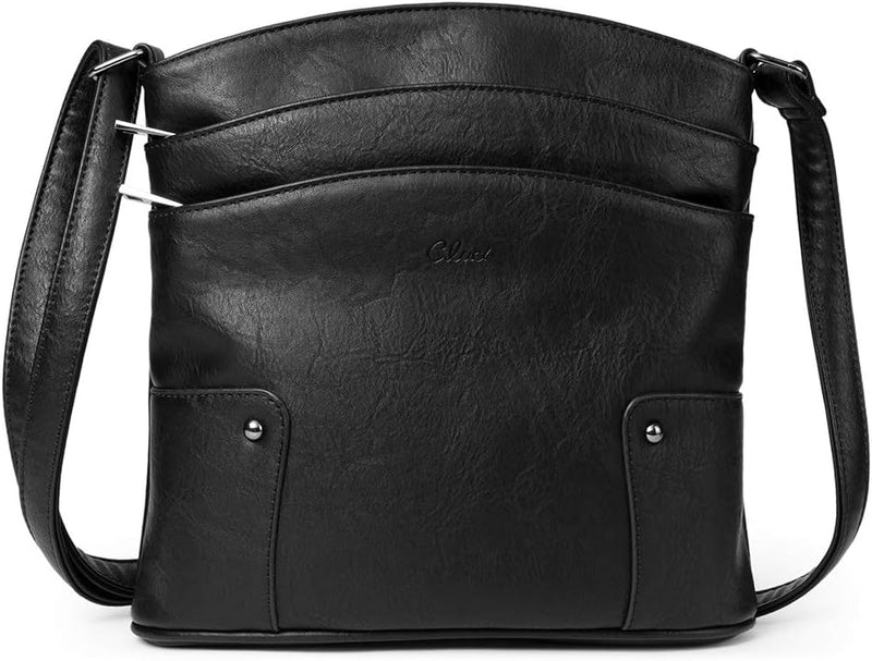 CLUCI Umhängetasche Damen Klein Crossbody Clutch Handytasche mit Geldbörse Schwarz 1-schwarz, 1-schw