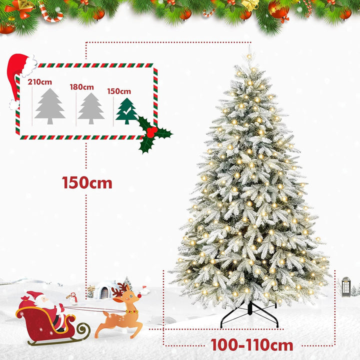 Yorbay Künstlicher Weihnachtsbaum mit Beleuchtung Weiss Schneeflocken LED Tannenbaum für Weihnachten