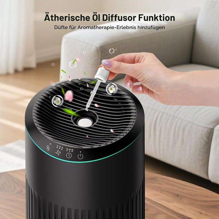 MERONTE Luftreiniger Schlafzimmer allergischer Luftreiniger,Matt schwarz | Air Purifier für Zuhause,