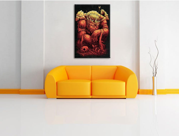 Dark King-Ape black Bild auf Leinwand, XXL riesige Bilder fertig gerahmt mit Keilrahmen, Kunstdruck