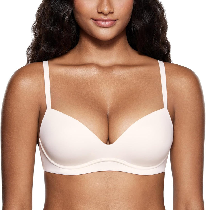 DOBREVA BH Damen ohne Bügel Push Up BHS Soft T Shirt Gepolstert Bustier Nahtlose Sleep 70A Kokosnuss