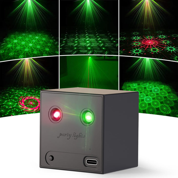 Mini DiscoLicht Partylicht, 64 Dynamische Discolichteffekte, Musikgesteuert mit Type-C Aufladung für