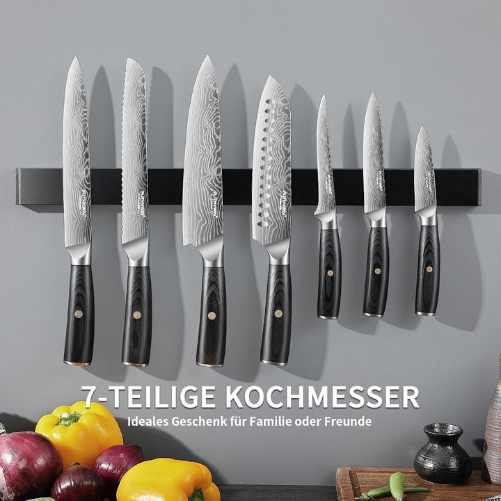FUTHVWIN Messerset Ultra Scharfes Küchenmesser Set 7-teilig, Japanisches Hochwertigem Carbon Edelsta