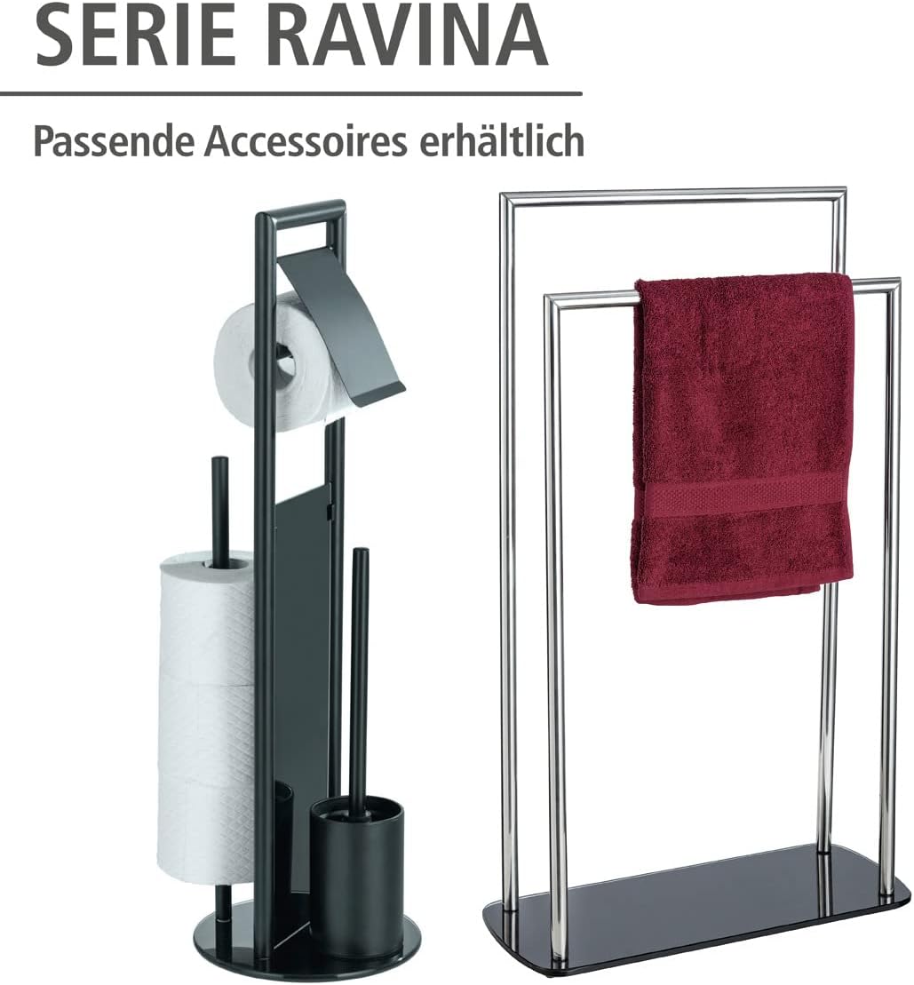 WENKO Stand WC-Garnitur Ravina mit integriertem Toilettenpapierhalter und WC-Bürstenhalter, in rostf