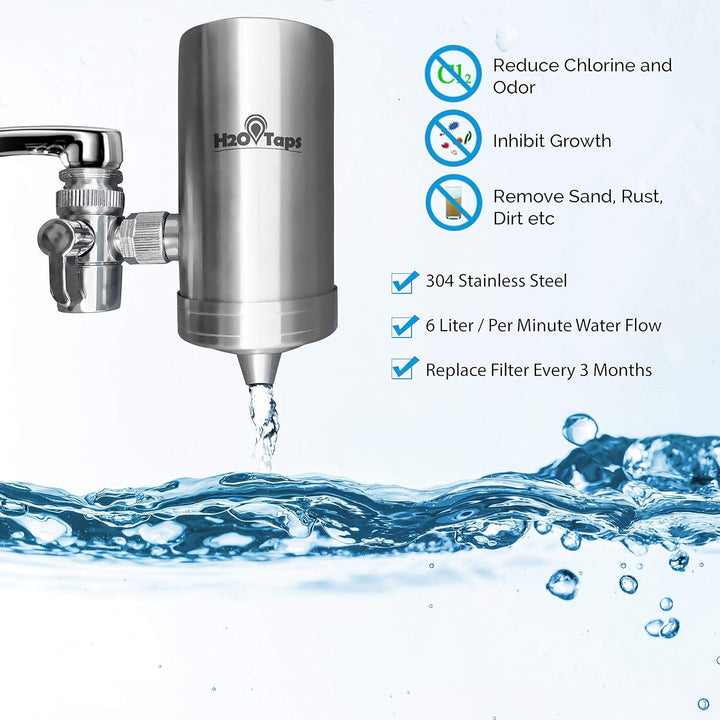 H2O Taps - Wasserfilter für den Wasserhahn - Wasserhahn - Edelstahl 304 Trinkwasserfilter - Wasserfi