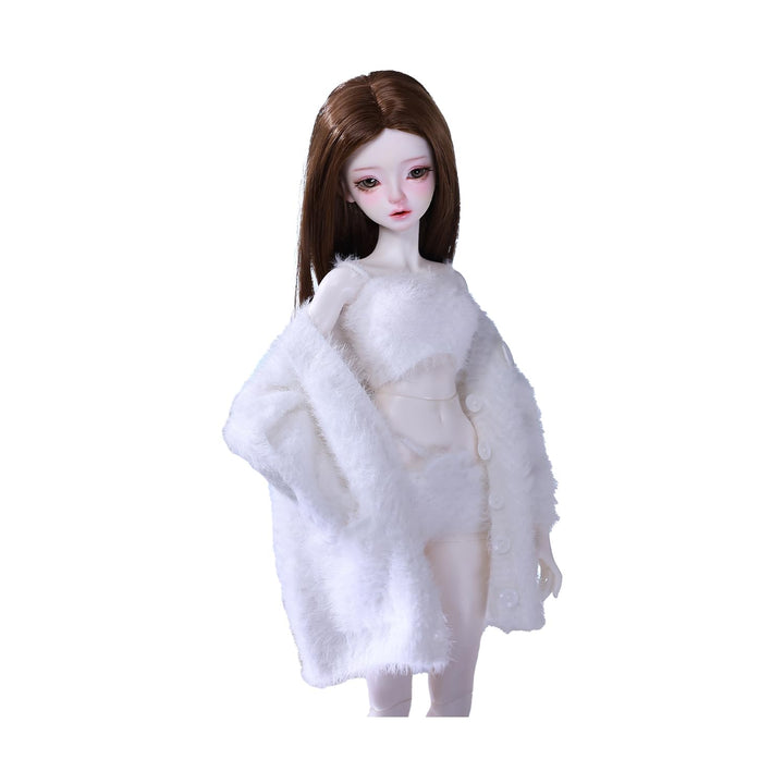 Oueneifs Puppenkleider-Set für BJD, Harz-Spielzeugzubehör: Cardigan+ Weste+ Hose (Weiss, für 1/4 BJD