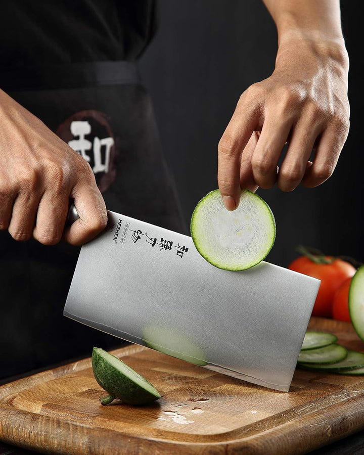 HEZHEN YM3L-Serie, Chinesisches Küchenmesser,180mm-Gemüse Fleischbeil Hackmesser,Scharfes Metzger Ko