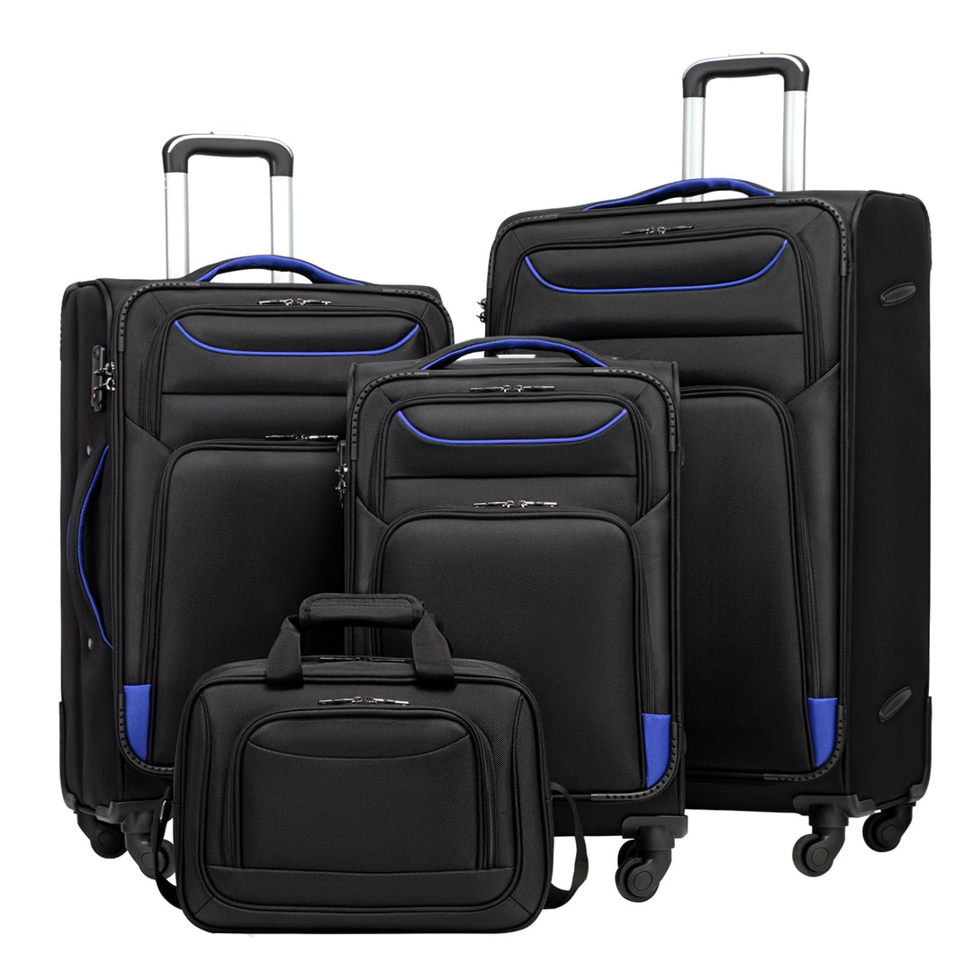 COOLIFE Koffer Trolley Koffer Reisekoffer von 4 Rollen Stoffkoffer Handgepäck TSA-Schloss Der Koffer