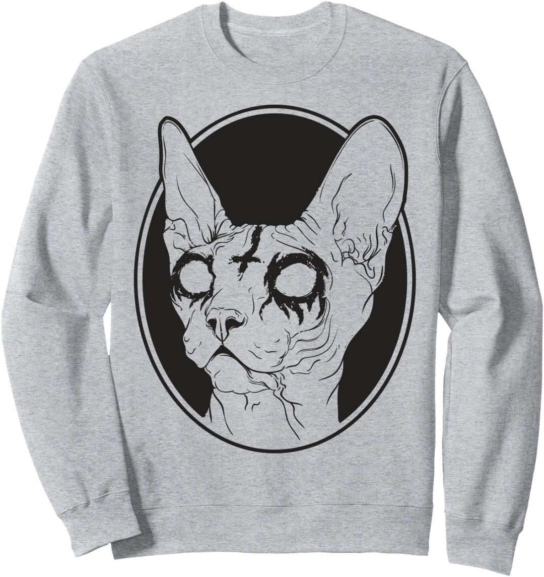 Black Metal Sphynx Cat I Pastel Goth and Death Metal Sweatshirt