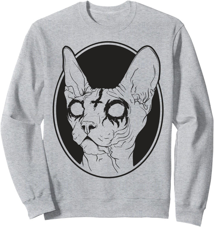 Black Metal Sphynx Cat I Pastel Goth and Death Metal Sweatshirt