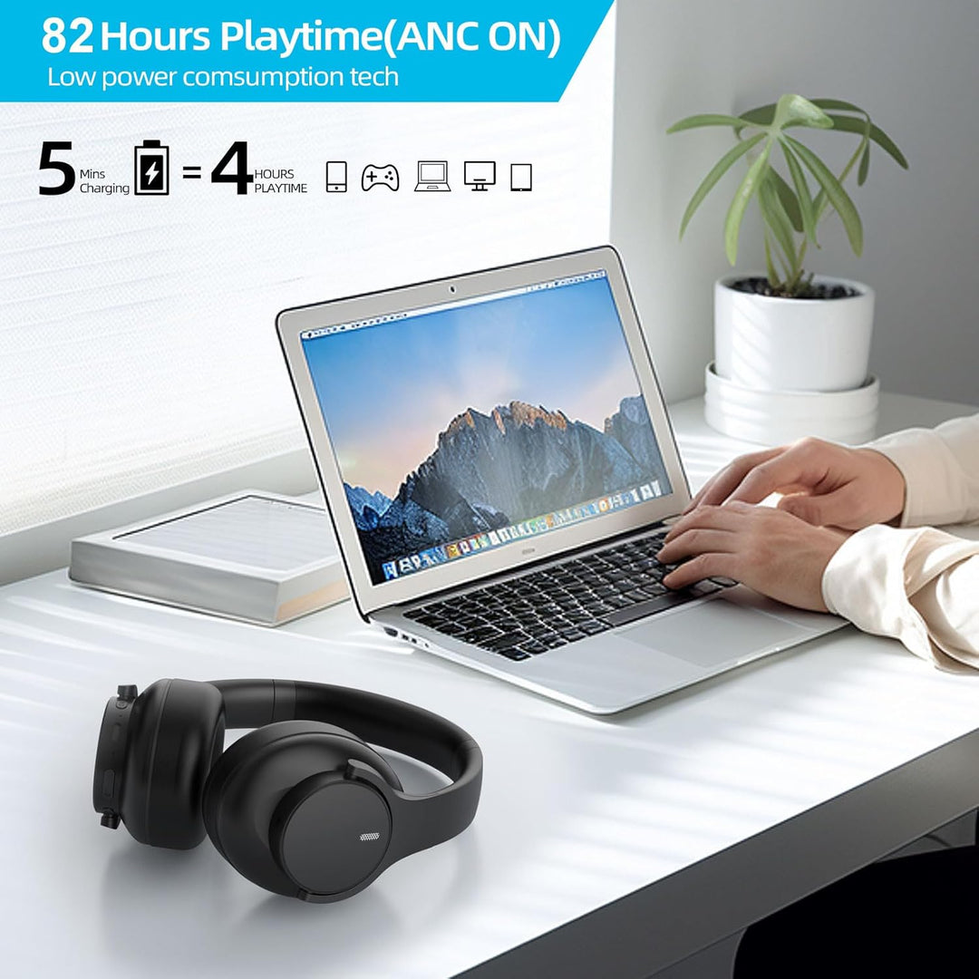 elzle Bluetooth Kopfhörer Over Ear, 82 Stunden Spielzeit, Bluetooth 5.4 Vorsicht Klappbare kopfhörer